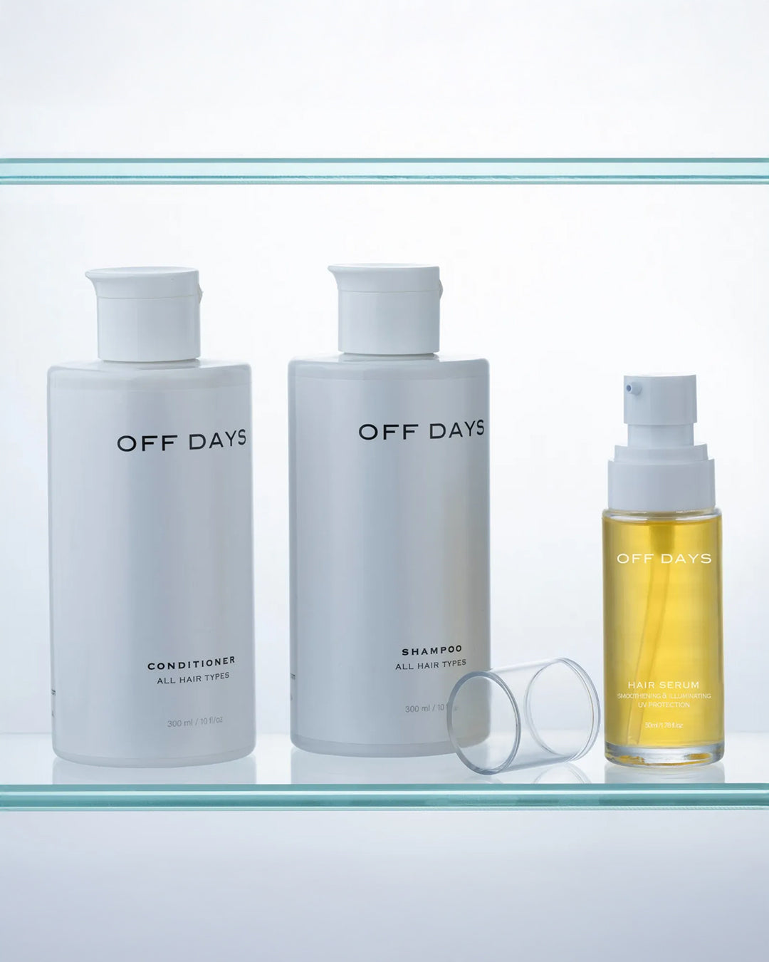 OFF DAYS shampoo, conditioner and serum — the complete routine to fight frizz in humidity